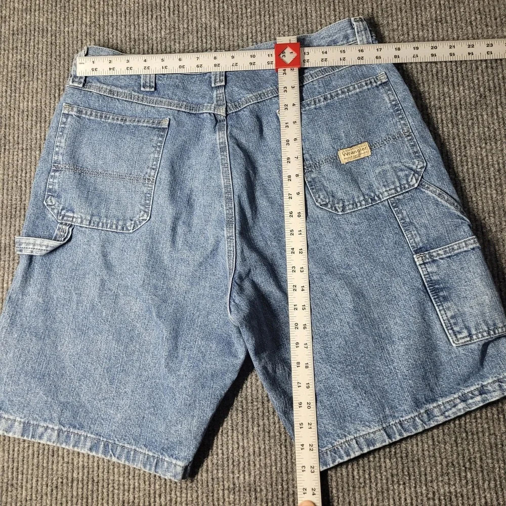 2 Pair Wrangler Carpenter Shorts‎ Denim Size 36 Men Blue Jean Shorts Work Wear